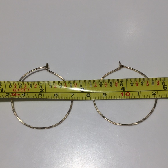 Handmade Hammered Gold Hoops - Picture 4 of 4